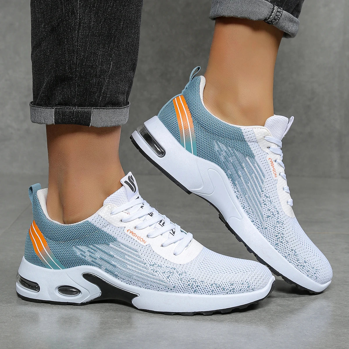 Men's Colour-Block Trainers – Air-Cushioned Soft-Sole Sneakers