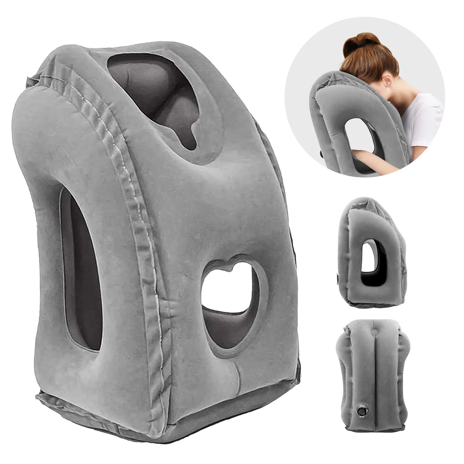 Inflatable Flight Pillow – Patented Valve Neck & Head Support