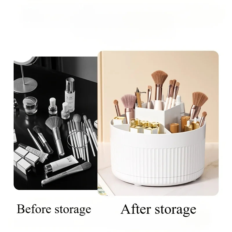 Rotating Desktop Makeup Organiser – Multi-Slot Cosmetics Storage