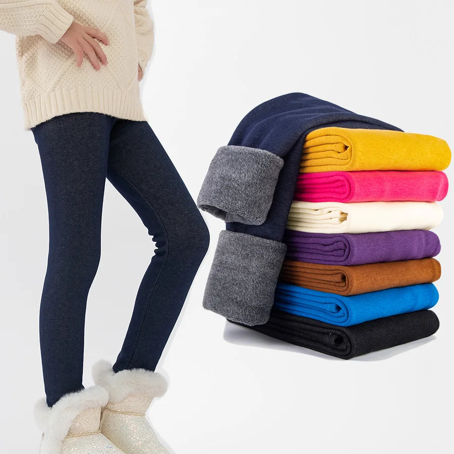 Girls Fleece-Lined Winter Leggings (3–11Y)