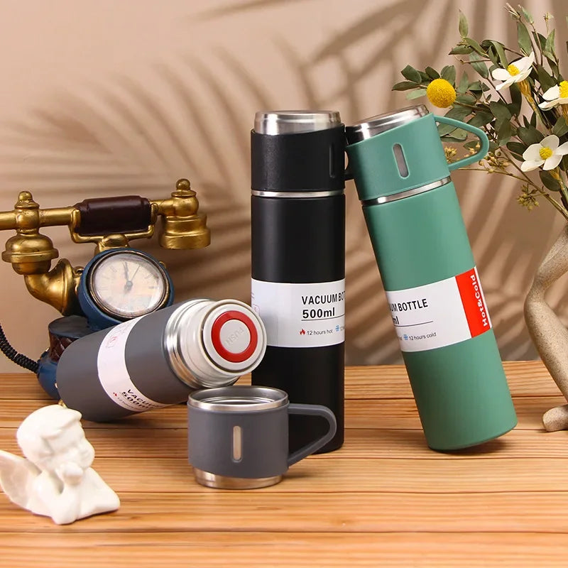 Insulated Travel Mug Gift Set – 500ml Stainless Steel Thermos