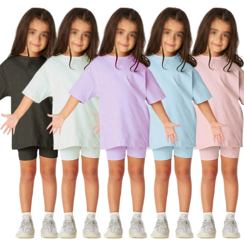 Girls 2-Piece Cotton Summer Tracksuit