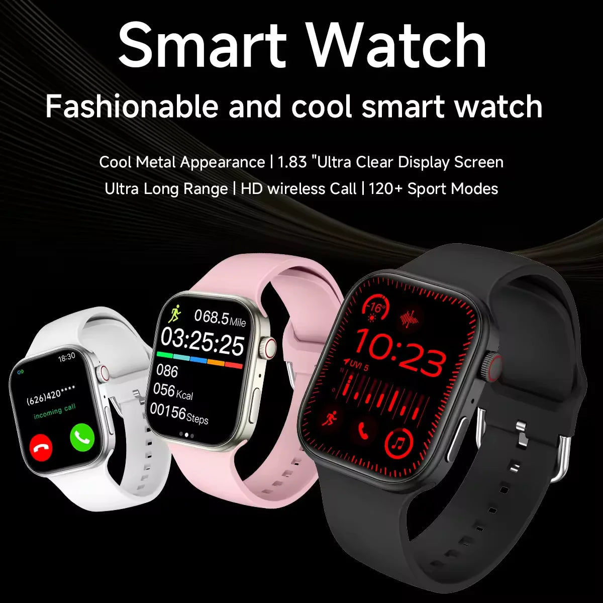 Multi-Sport Smartwatch – Calls & App Reminders (iPhone/Android)
