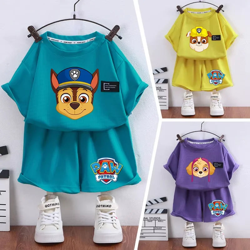 Paw Patrol Kids T Shirt Shorts Set Chase Skye Marshall Boys Girls Short Sleeve Tops Summer Child Clothes Casual Tracksuit Gifts