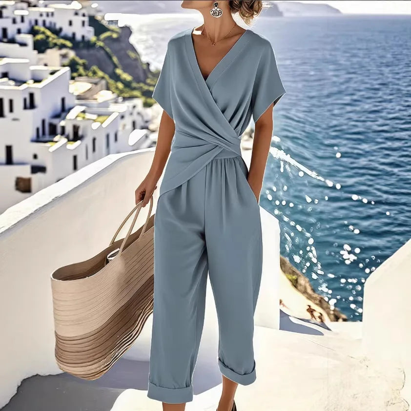Two-Piece Summer Co-Ord Set – Short Sleeve Top & Trousers