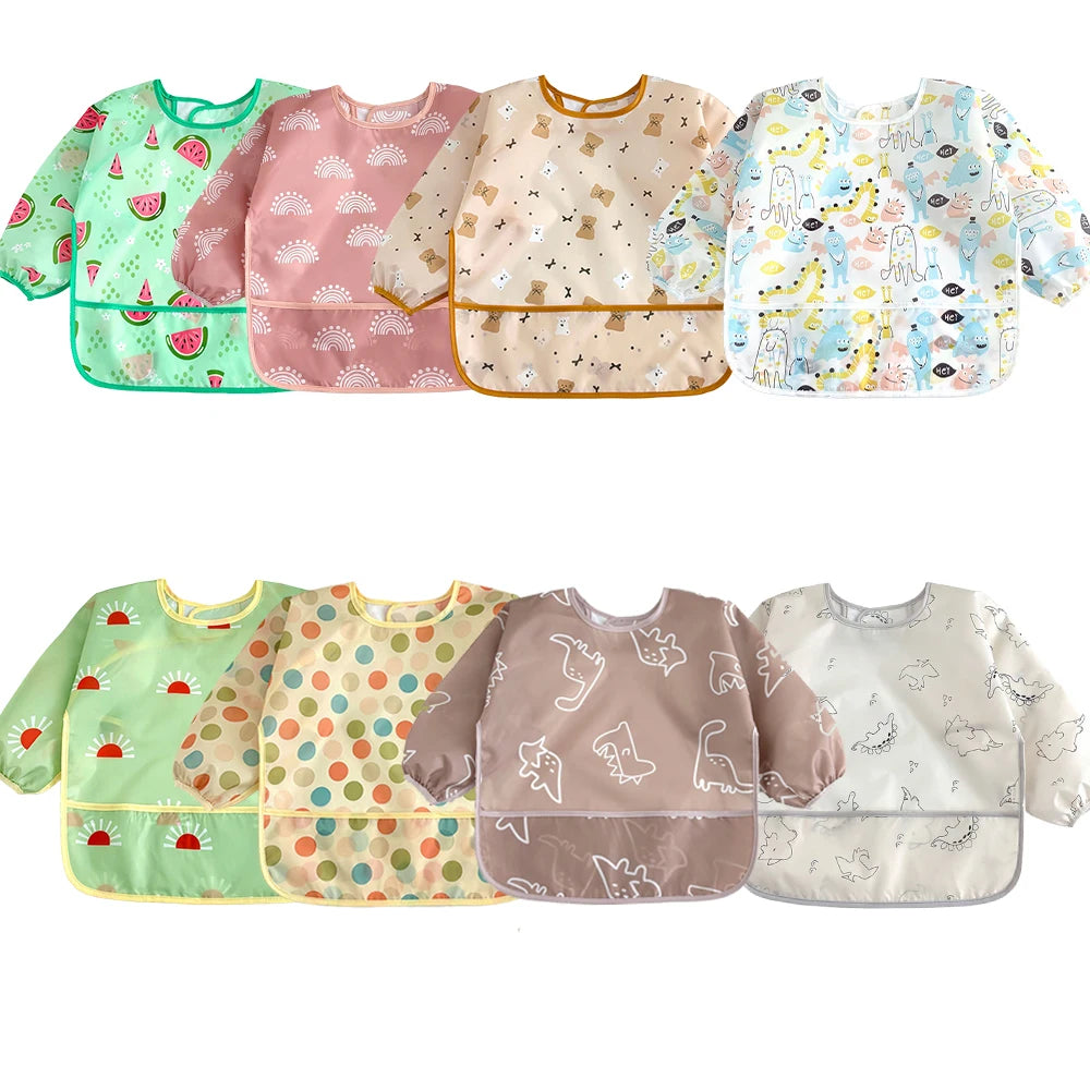 Waterproof Full-Sleeve Baby Bib – Long Sleeve Feeding Apron