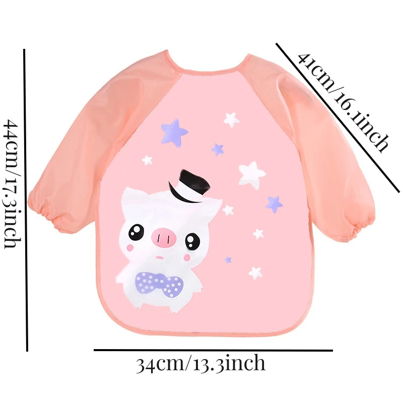 Waterproof Long-Sleeve Baby Bib – Wipe-Clean Feeding Smock (0–3 Years)