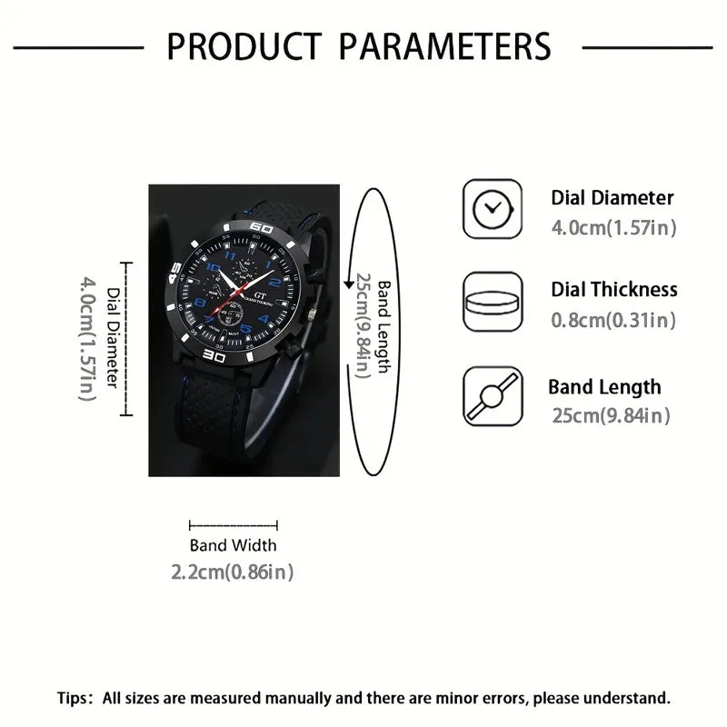 Men's Quartz Watch Gift Set 5pc – Boxed Christmas Present