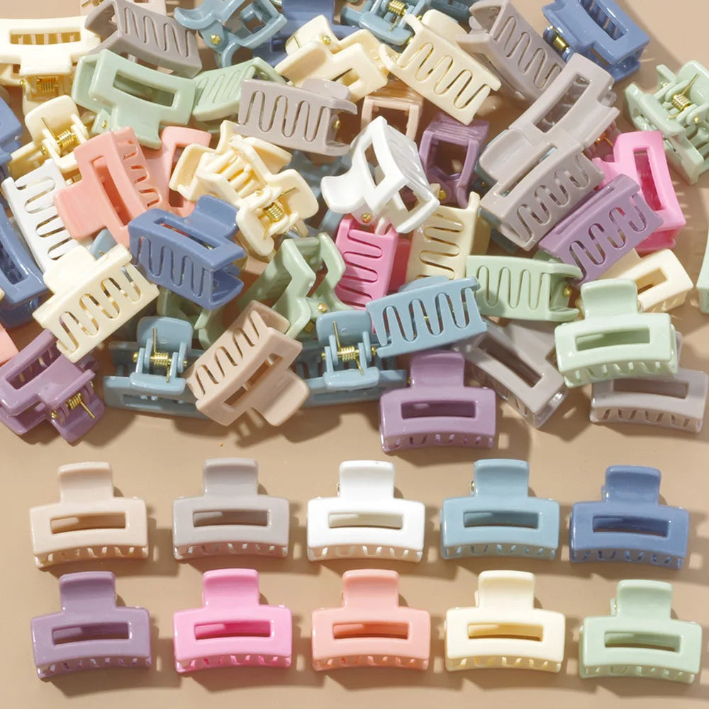 Matte Hair Claw Clips 20-Pack – Candy Colour Hollow Barrettes
