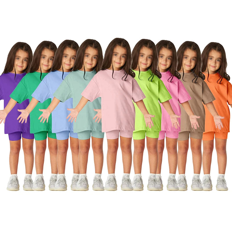 Girls 2-Piece Cotton Summer Tracksuit
