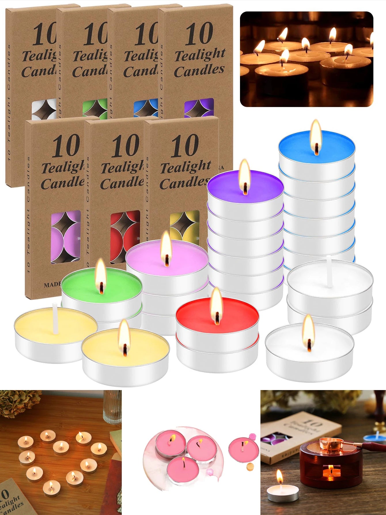 10 pieces of non-fire-varnish tea wax, hot tea candles, decorative candles for festivals, parties, weddings and celebrations