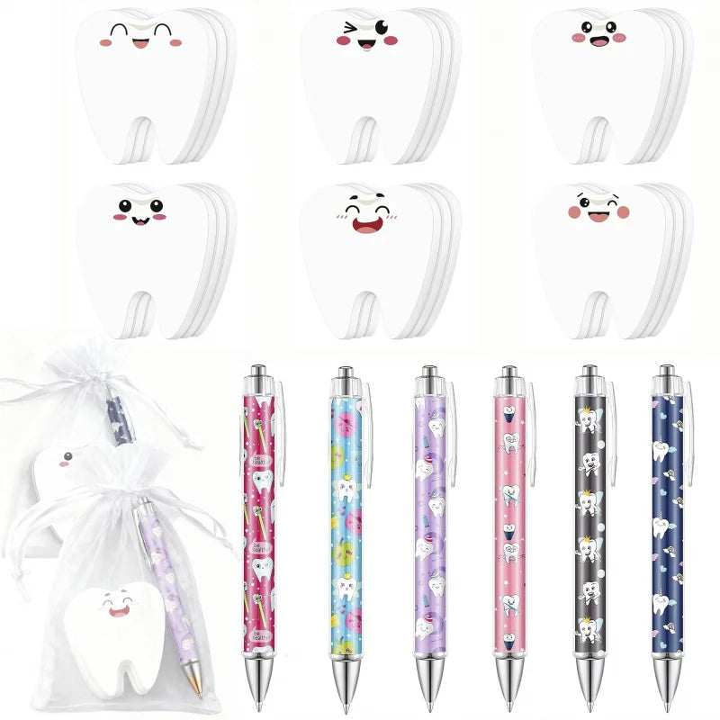 18Dental Assistant Gift Set(Contains tooth-shaped sticky notes and ballpoint pen)——Fun Dental Hygienist Office Supplies,Suitable