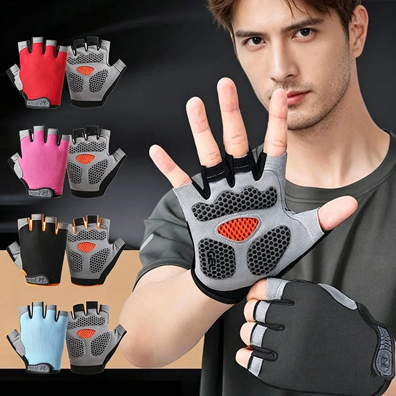 Fingerless Gym Gloves – Non-Slip Weightlifting & Cycling Grips