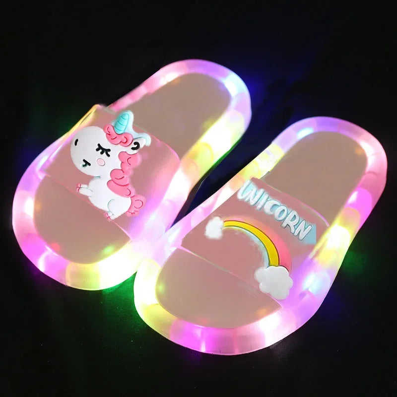 Kids Unicorn Slippers – Cute Light-Up Toddler House Shoes