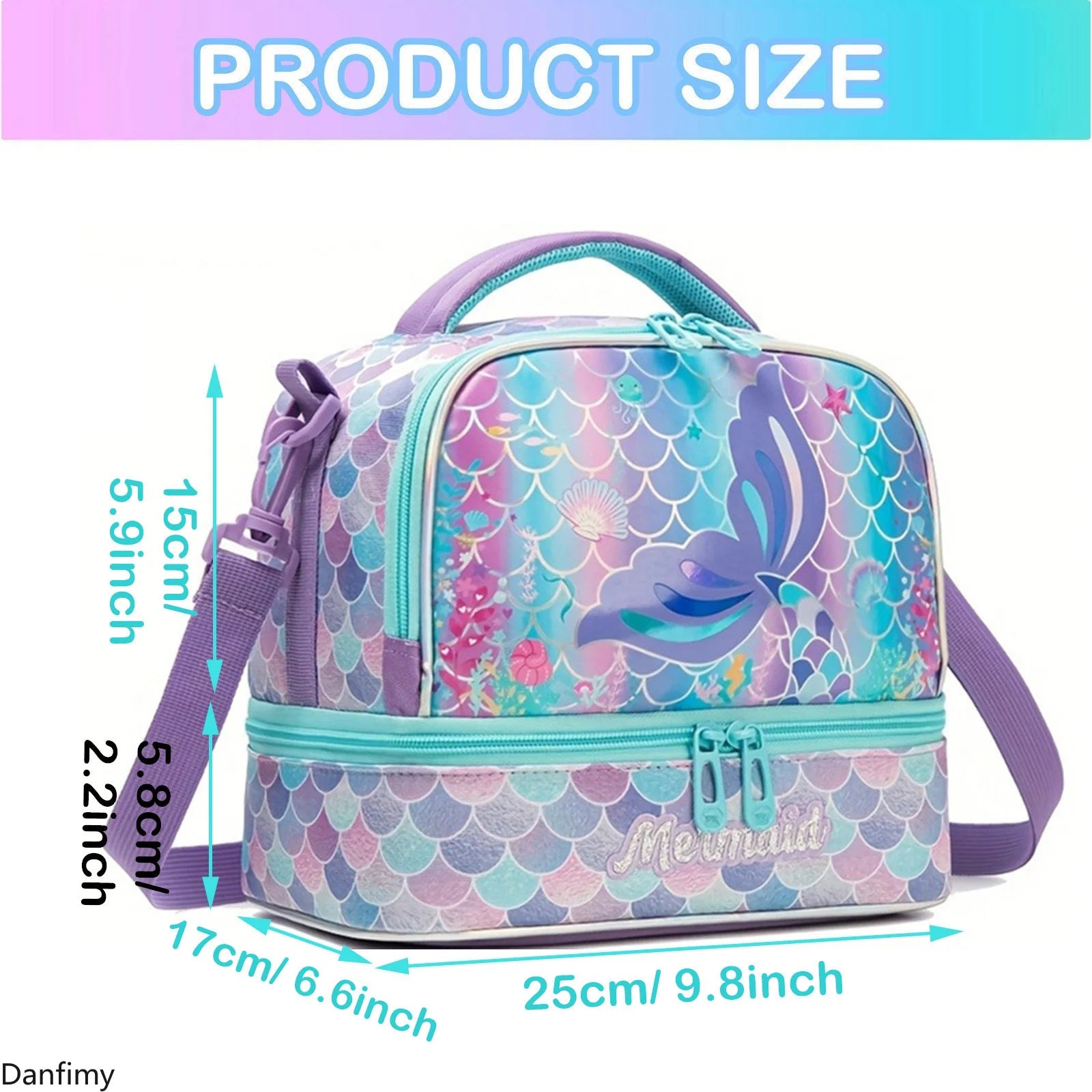 Kids Lunch Box for School Cute Insulated Lunch Bag with Strap Thermal Food Container for Girls Boys Portable Tote for Picnic