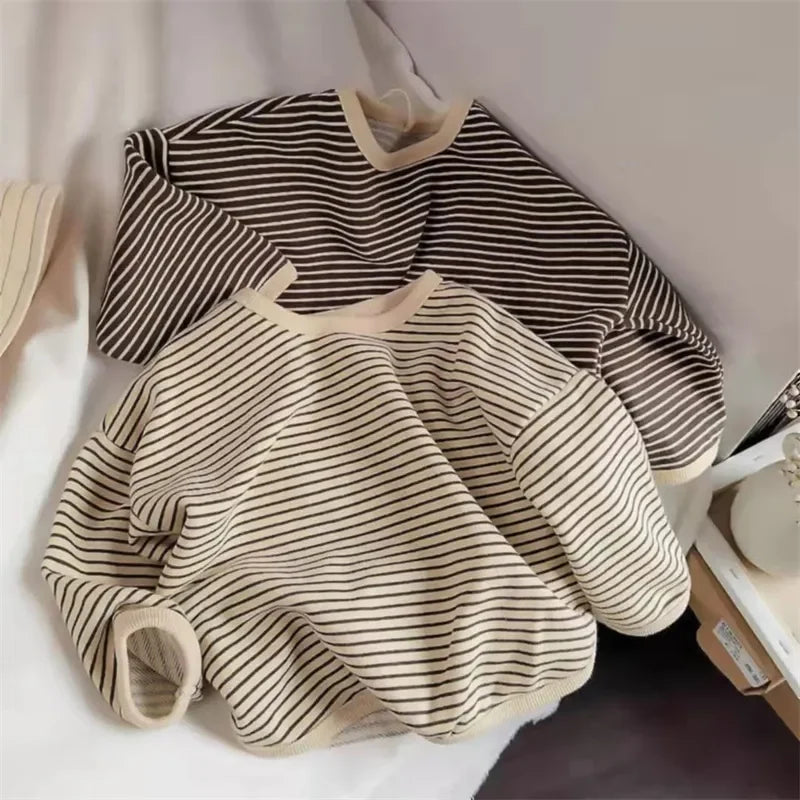 Kids Striped Long-Sleeve T-Shirt – Soft Cotton Everyday Top (1–8 Years)