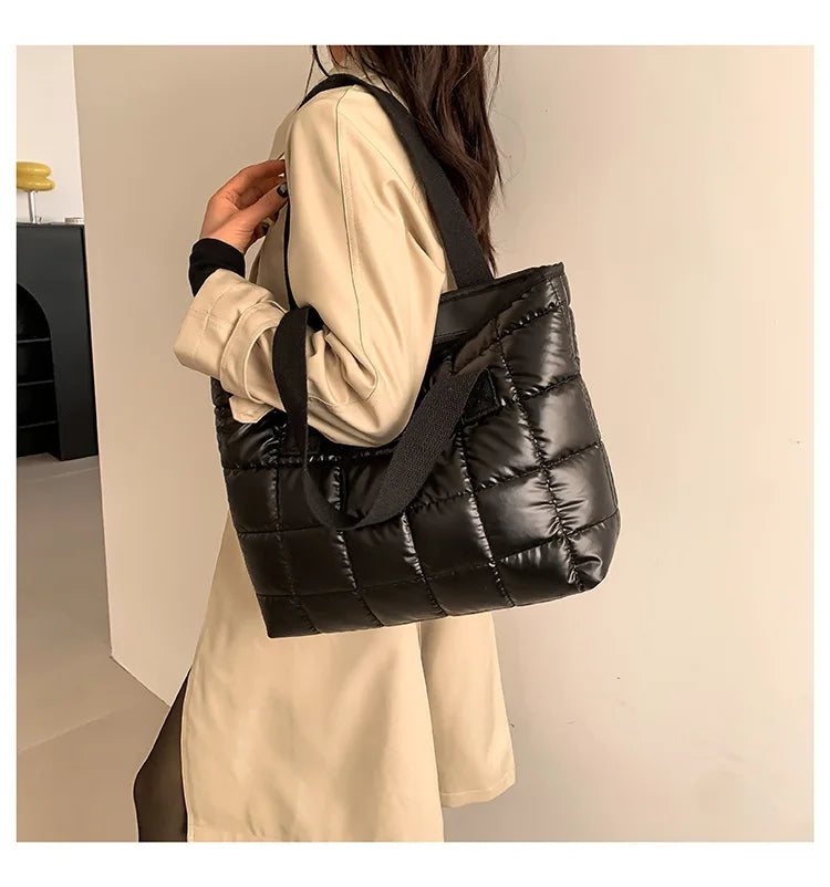 HOMEFISH Quilted Crossbody Bag – Plaid Single-Shoulder Handbag