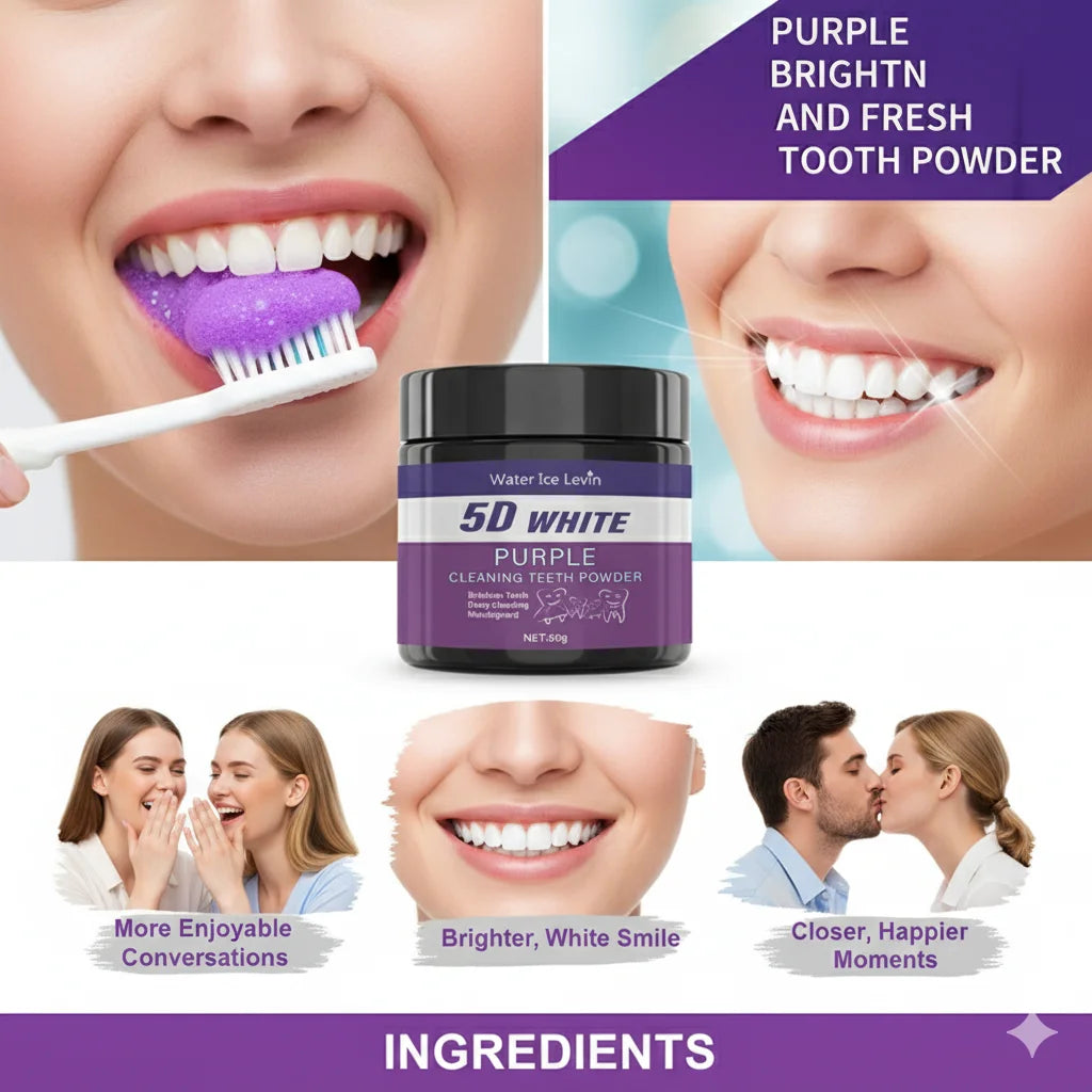 Purple Teeth Whitening Powder – Charcoal Stain Removal & Fresh Breath