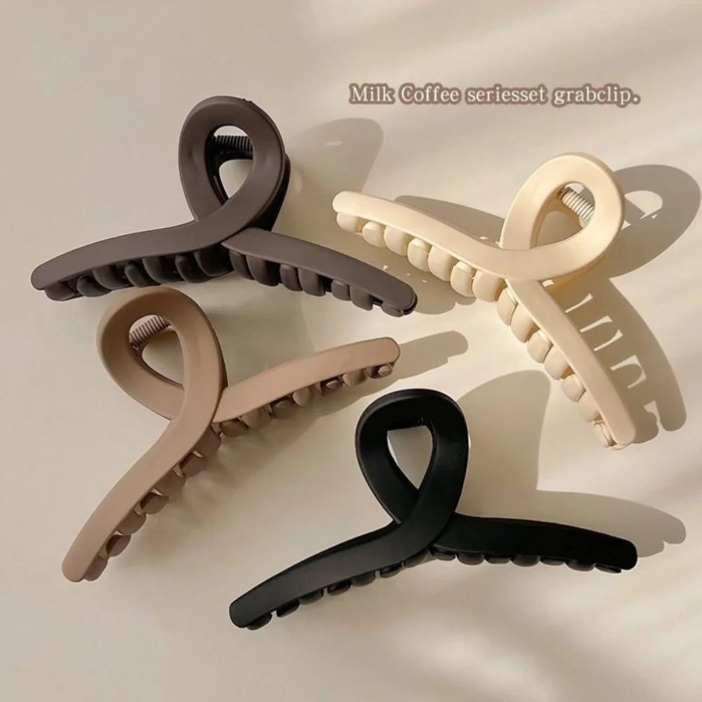 Cross Matte Hair Claw Clips – Large Korean-Style Crab Clips (2/4 Pack)