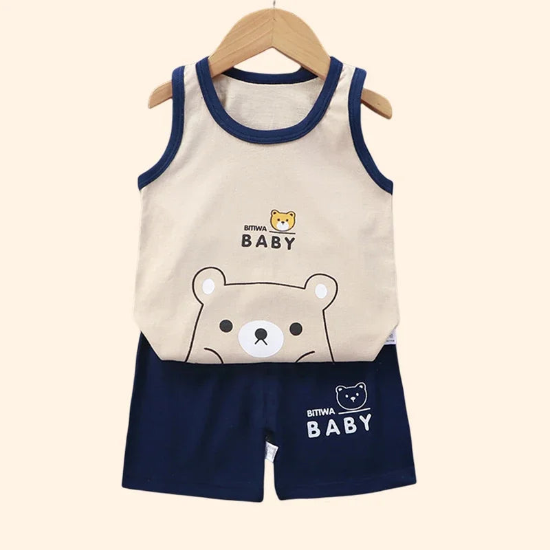 Kids Cotton Vest Set – Tank Top & Shorts Summer Outfit
