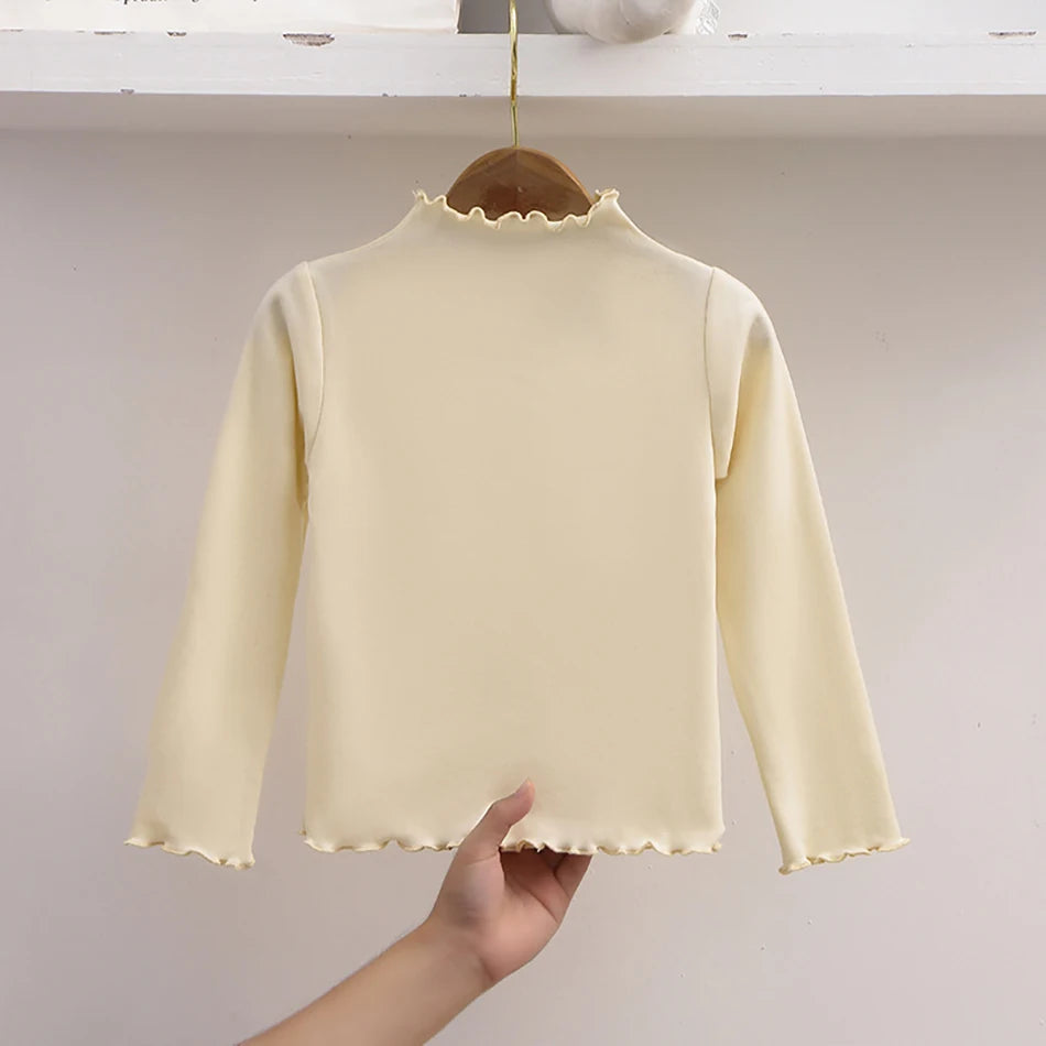 Girls Ruffle Collar Long-Sleeve Top
