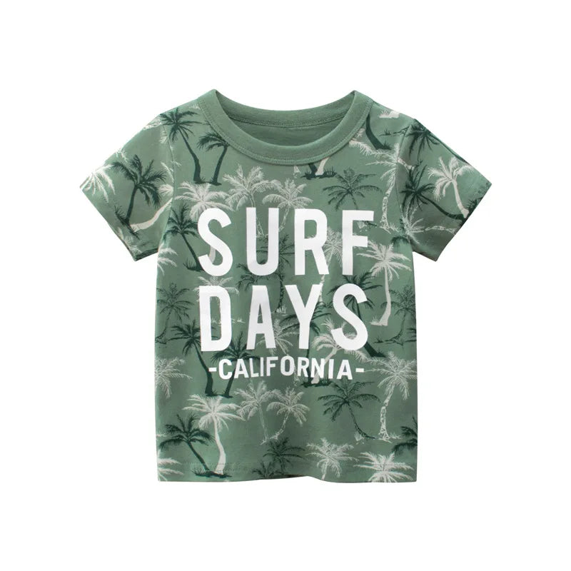 Little Boys Striped Cartoon T-Shirt – Cotton Short-Sleeve Tee (2–9 Years)