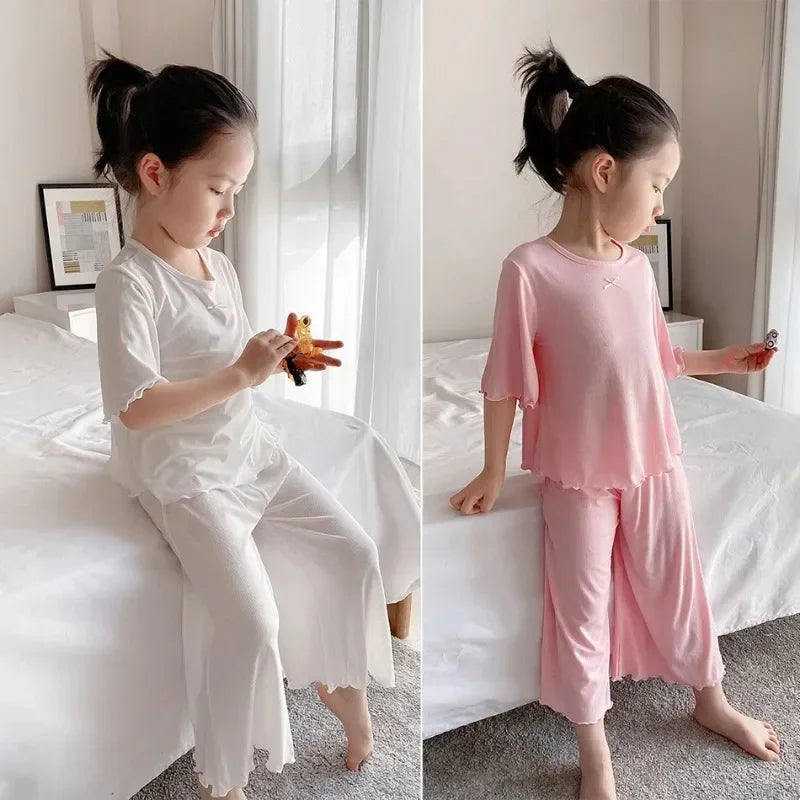 Girls Short-Sleeve Pyjama Set – Light Summer Homewear