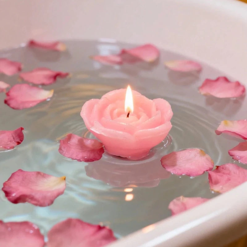 1/6/12pcs Rose-shaped Lamp Floating Candle Dinners Anniversary Weddings Events Decor Supplies Romantic Flame Candlelight Candle