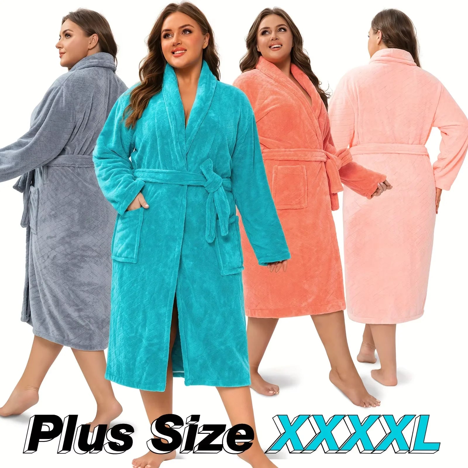 Women's Coral Fleece Bathrobe – Ultra-Soft Absorbent Lounge Robe