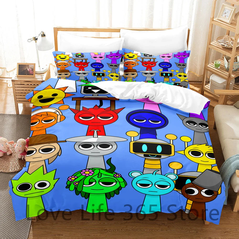 Game Sprunki Bedding Sets For Kids Boys Girls New 3d Printed Bed Cover Comforter Duvet Cover Pillow Case Bedroom Decoration