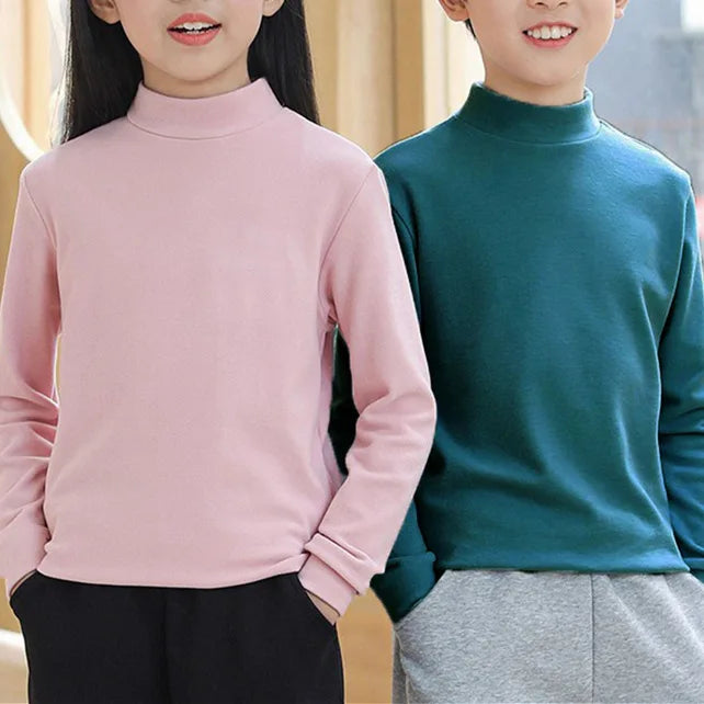 Kids Thermal Turtleneck Top – Warm Fleece-Lined Long-Sleeve
