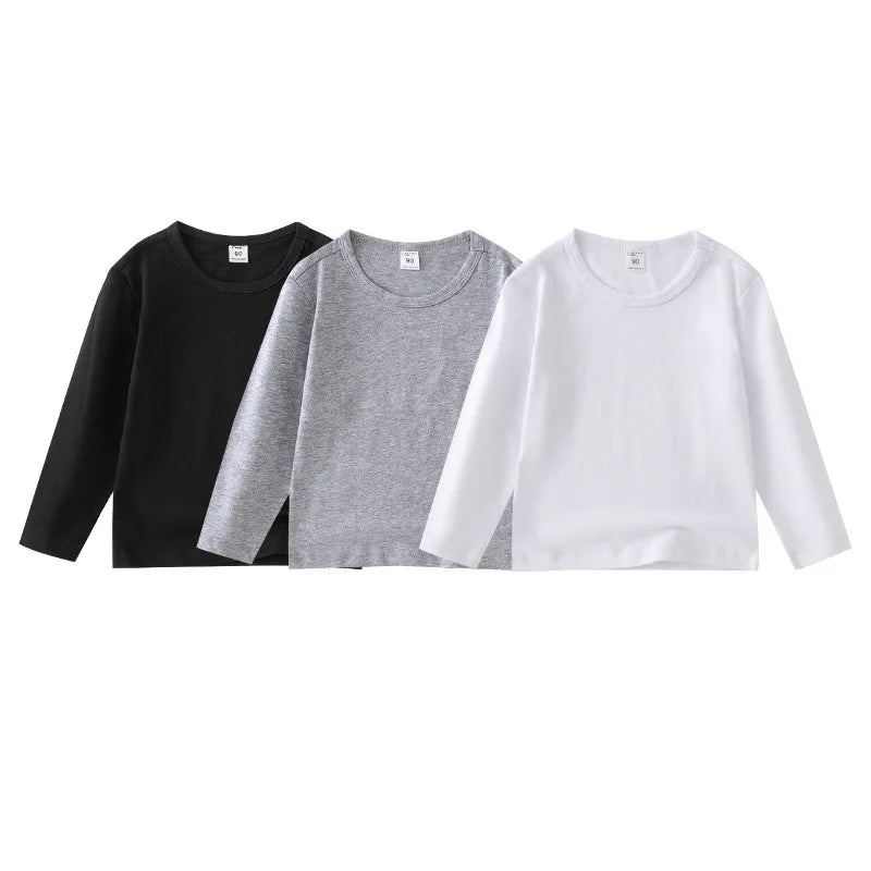 Kids Crew-Neck Long-Sleeve T-Shirt – Soft Breathable Cotton (2–8 Years)