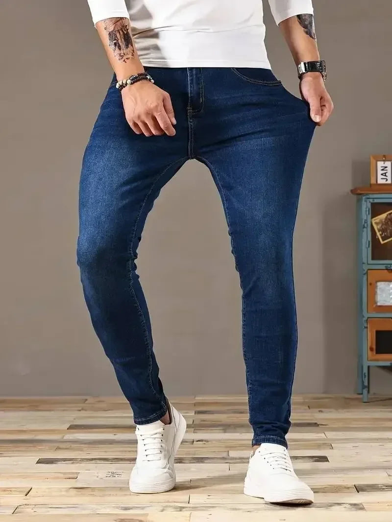 Men's Slim-Fit Skinny Jeans – Classic Blue Street Denim