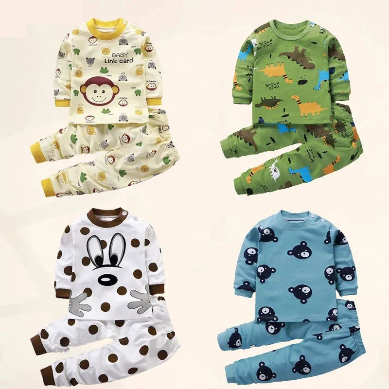 Kids Cotton Pyjama Set – Warm Long-Sleeve Autumn & Winter Sleepwear