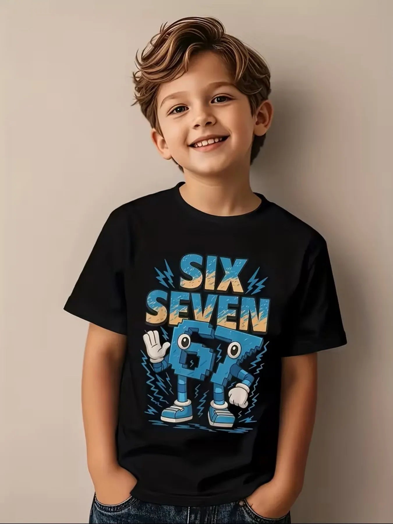 Kids '67' Meme Graphic T-Shirt – Fun Summer Tee for Boys & Girls