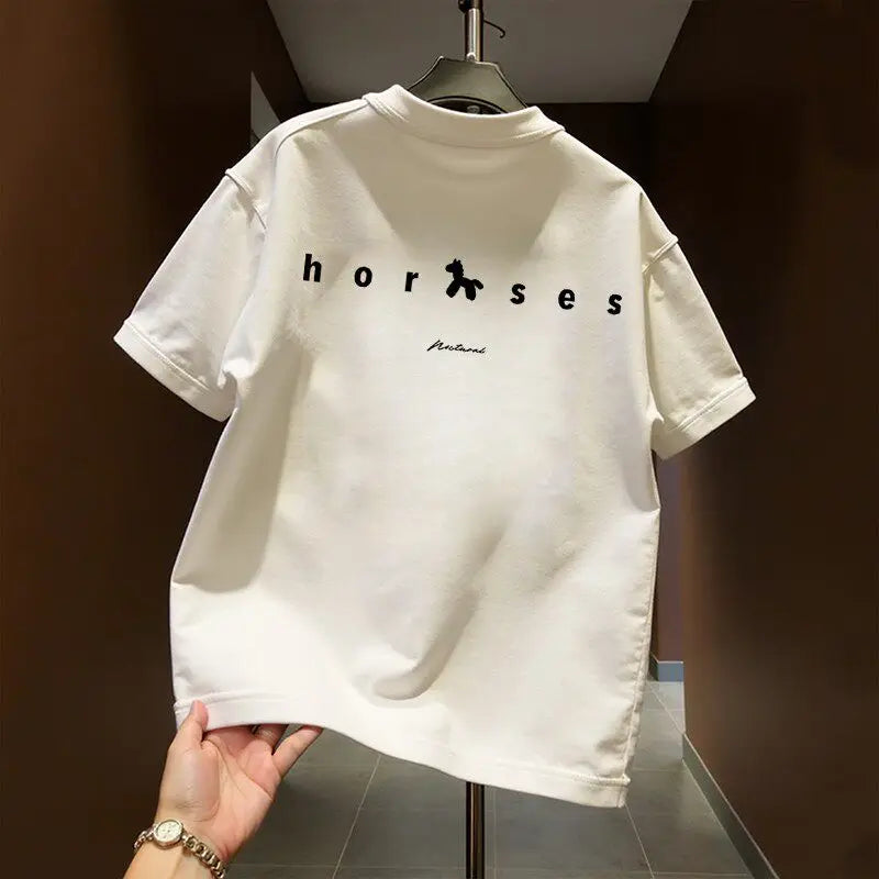 Men's Cotton Graphic T-Shirt – Horse Back-Print Tee