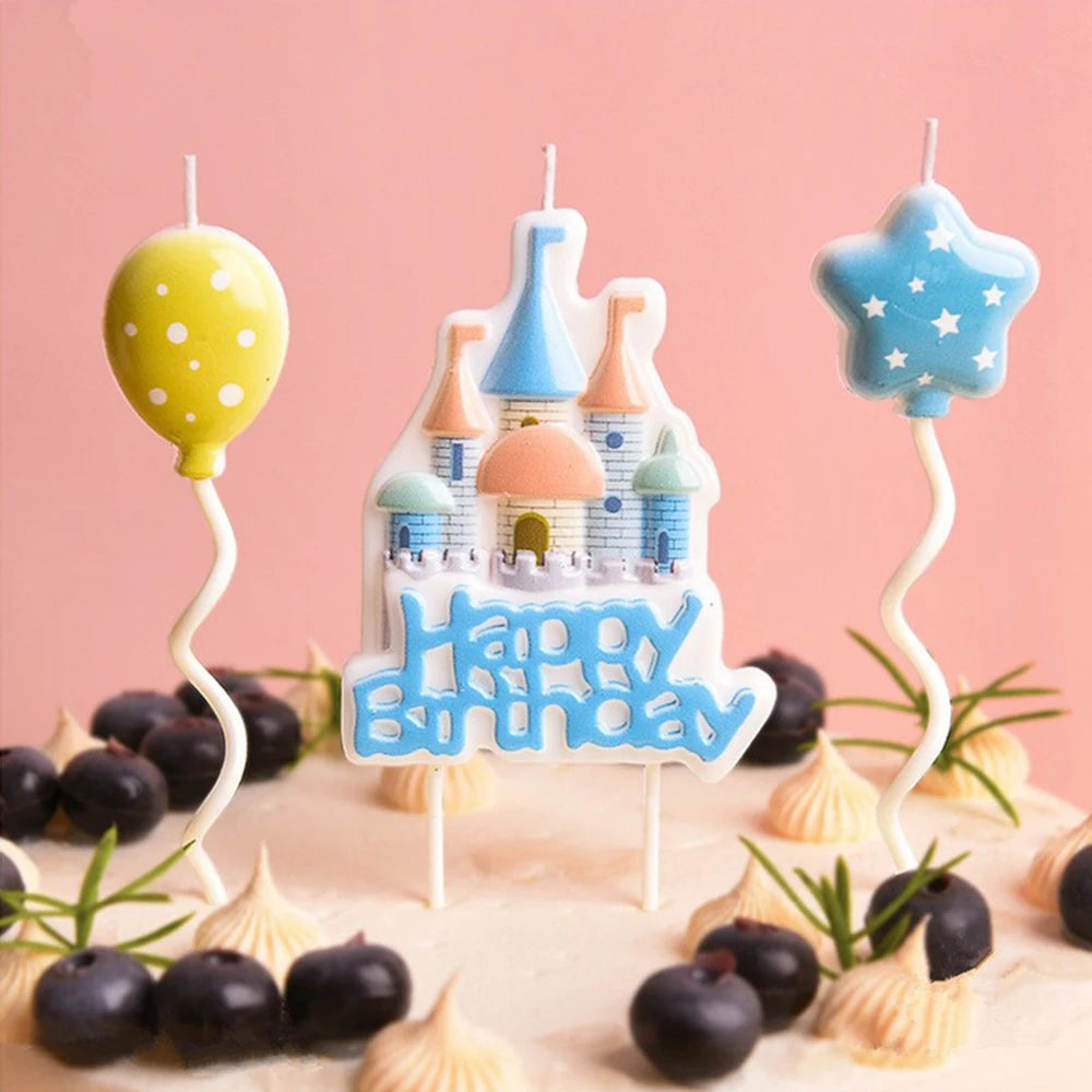 Birthday Cake Candle Dessert Baking Party Cartoon Creative Castle Balloon Cake Romantic Decoration Suitable for Birthday Parties