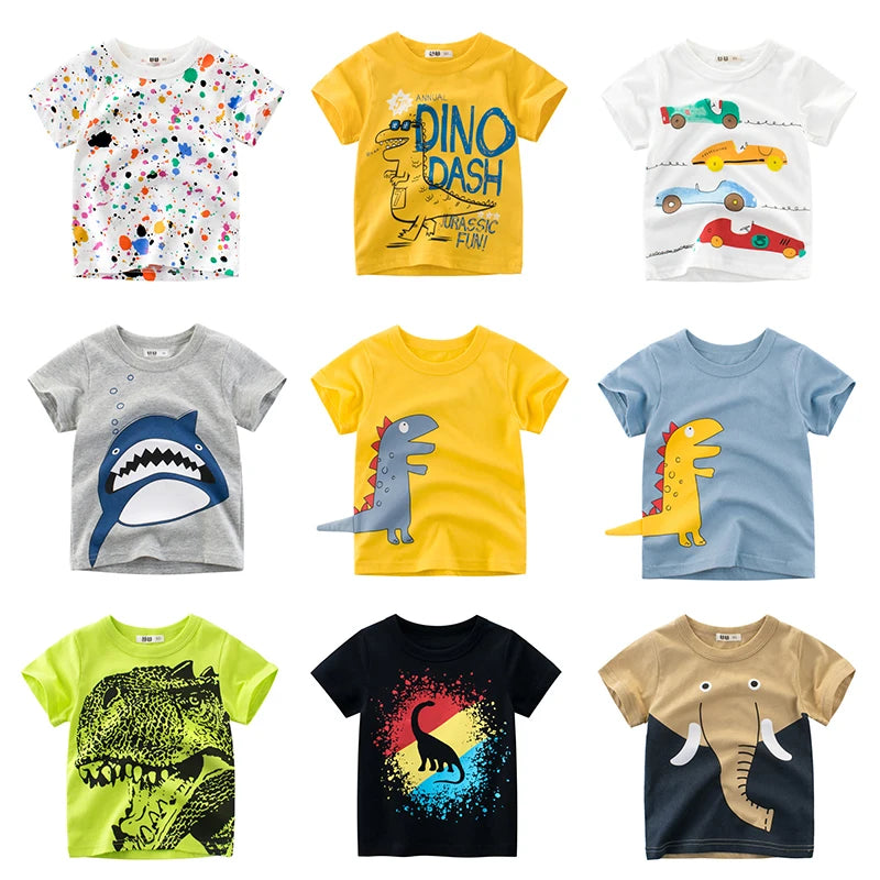 Boys Cartoon Print T-Shirt – Soft Cotton Summer Tee (2–8 Years)