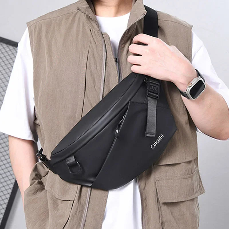 Men's Nylon Waist Pack – Large Crossbody Chest Bag for Travel