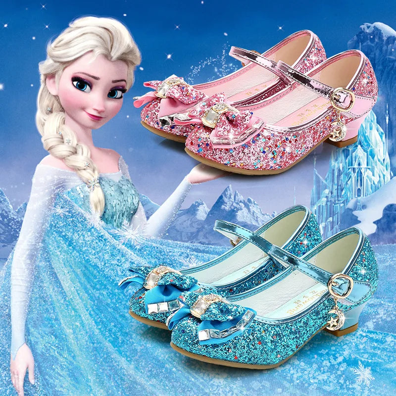 Girls Glitter Princess Shoes – Flower Bow Low-Heel Party Shoes