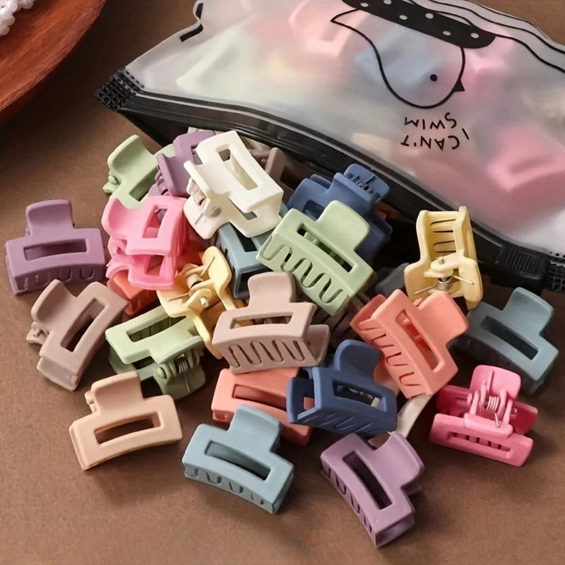 Matte Hair Claw Clips 20-Pack – Candy Colour Hollow Barrettes