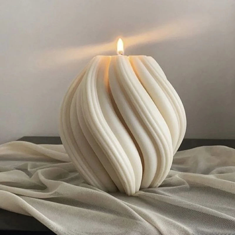 Geometric Wave Aromatherapy Candle Silicone Mold Twisted Spiral Abstract Craft Plaster Resin Mould Candle Making Supplies
