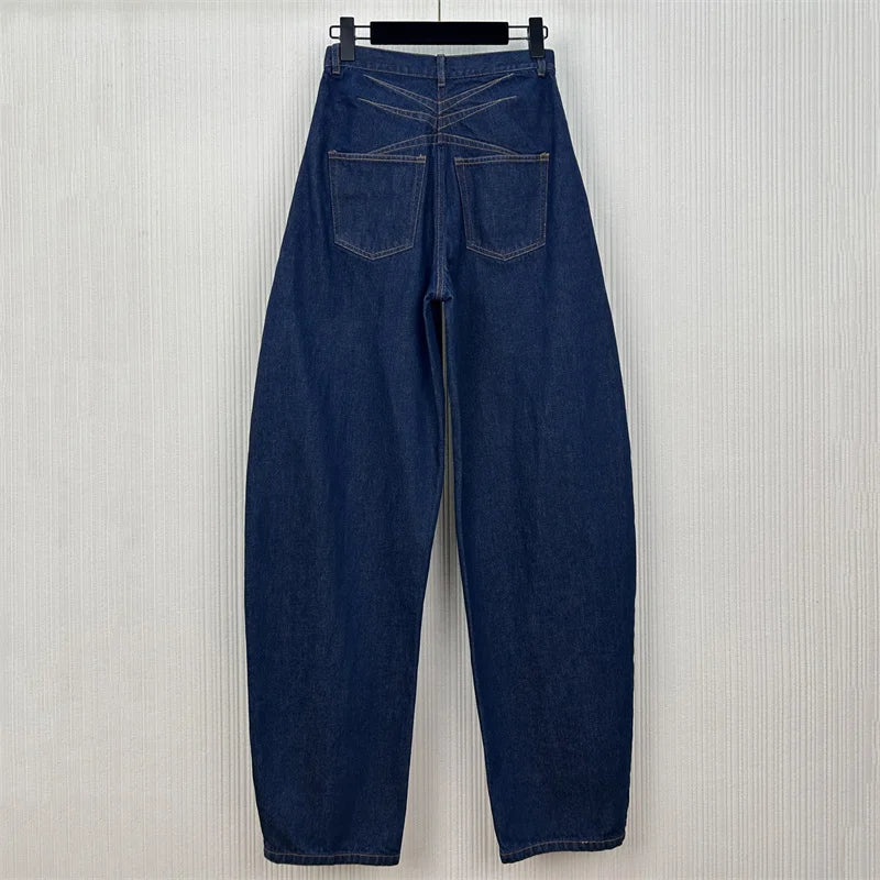 Women's High-Waist Slim Jeans – Retro Cotton Straight-Leg