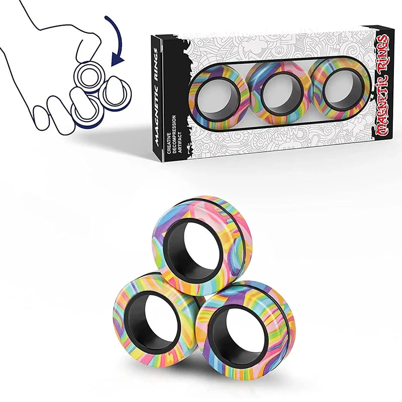 Magnetic Fidget Rings 3pc – Spinner Toy for Adults & Teens