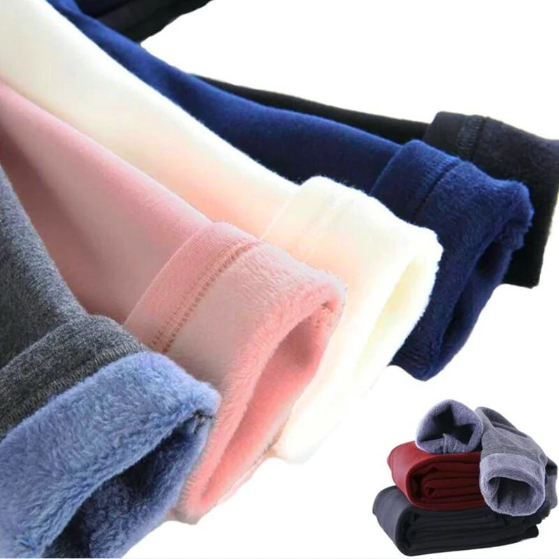 Girls Dot Velvet Warm Leggings