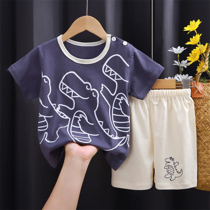 Girls Cute Cartoon T-Shirt & Shorts Set – Sweet Summer Outfit