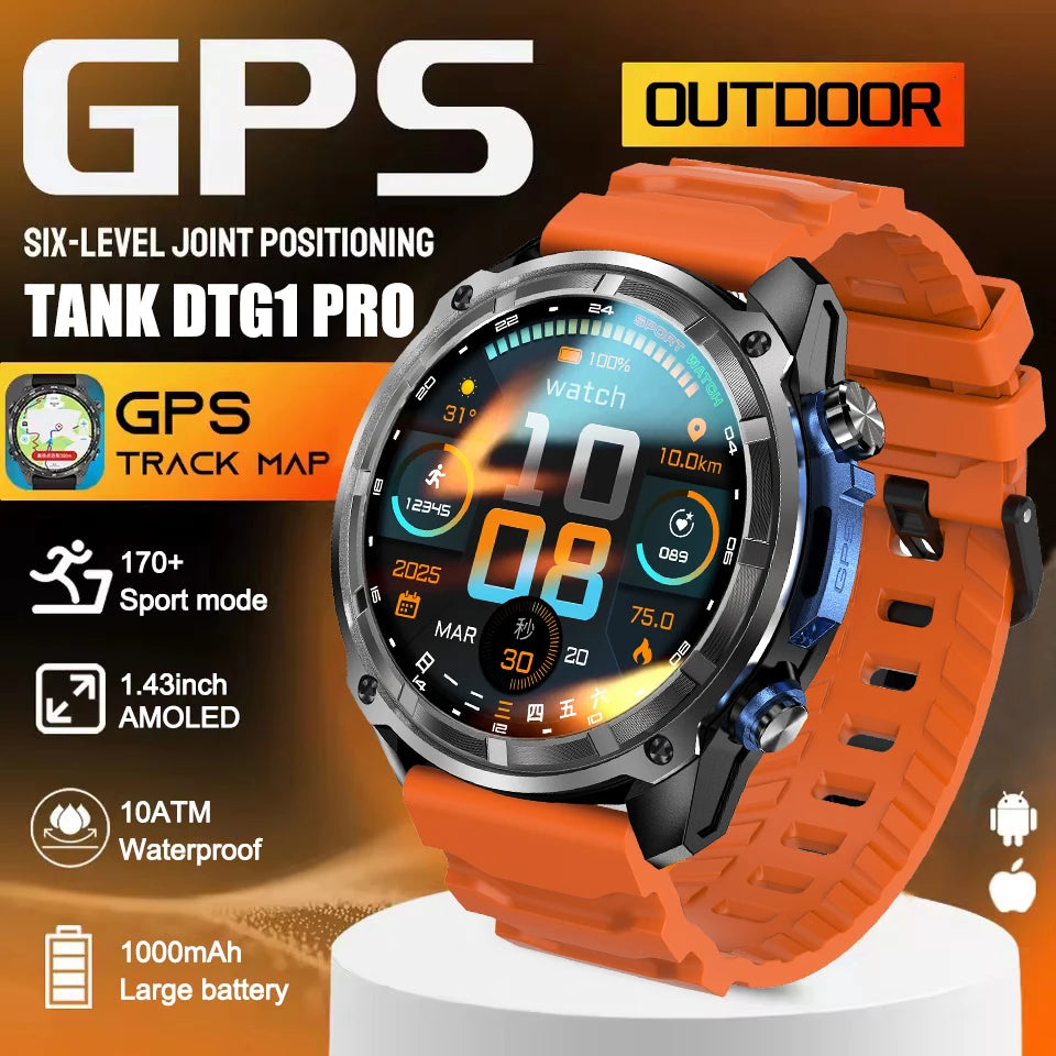 Outdoor GPS Sports Watch – 1000mAh, 170+ Modes, AMOLED