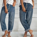 Women's Boyfriend Jeans – Retro High-Waist Wide-Leg Denim