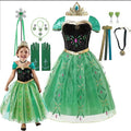 Anna Costume For Kids Girl Fancy Birthday Party Gown Princess Dress Carnival Party Children Clothing Full Printing Vestidos