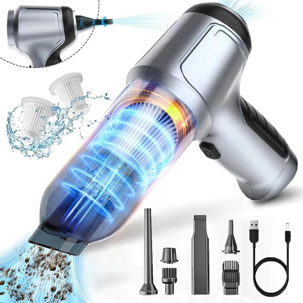 Cordless Car Vacuum Cleaner – 2-in-1 Suction & Blower, USB Rechargeable Handheld